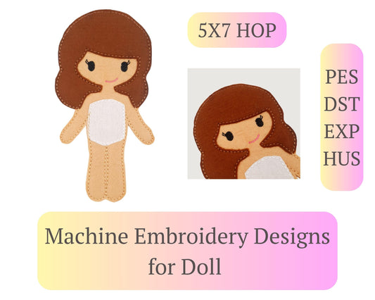 Machine Embroidery Designs for Doll GIRL 5x7 Hoop Digital Pattern for Handmade Toys