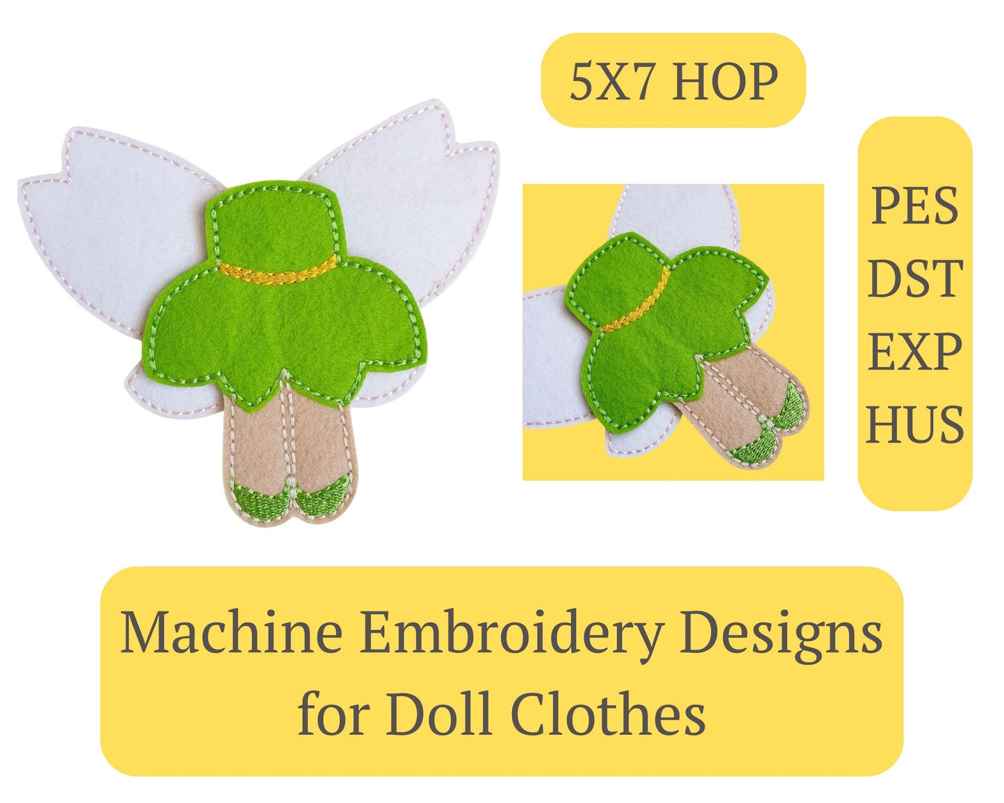 Angel Doll Costume Embroidery - 5x7 Hoop Digital File