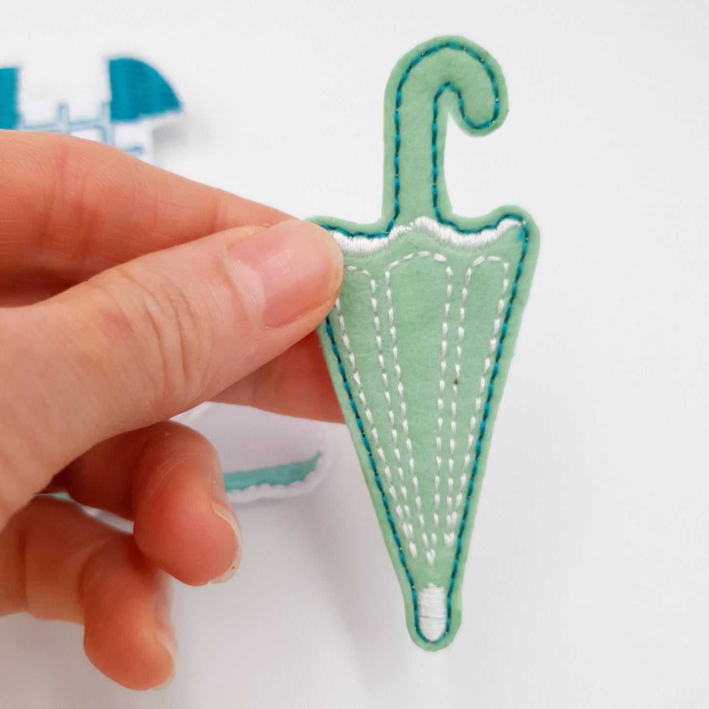 Whimsical Mint Green Dress and Umbrella ITH Embroidery Design