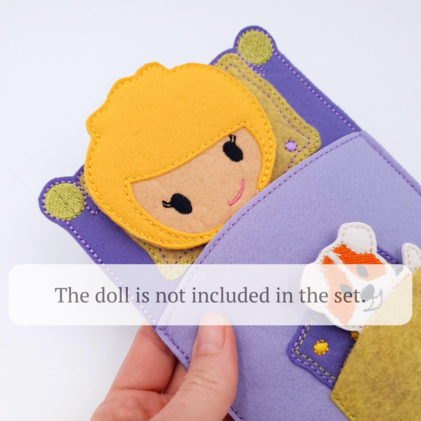 Feltie Doll Bed and Puppy Digital Embroidery File 5x7 Hoop Travel Toy