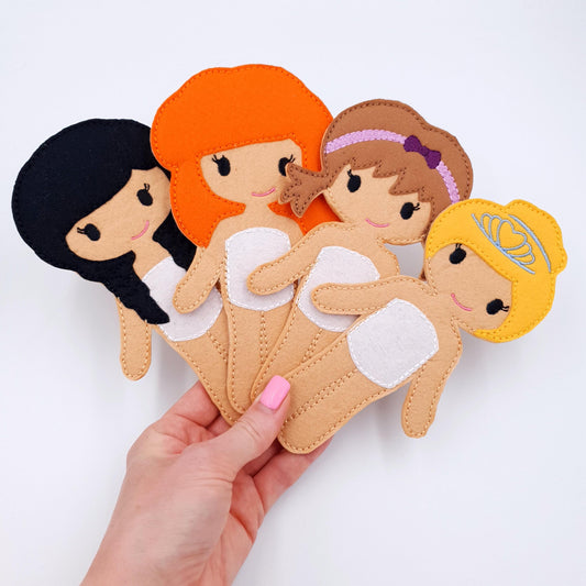 ITH Dress Up Dolls Embroidery Design Felt Paper Doll Starter Pack 5x7 Hoop