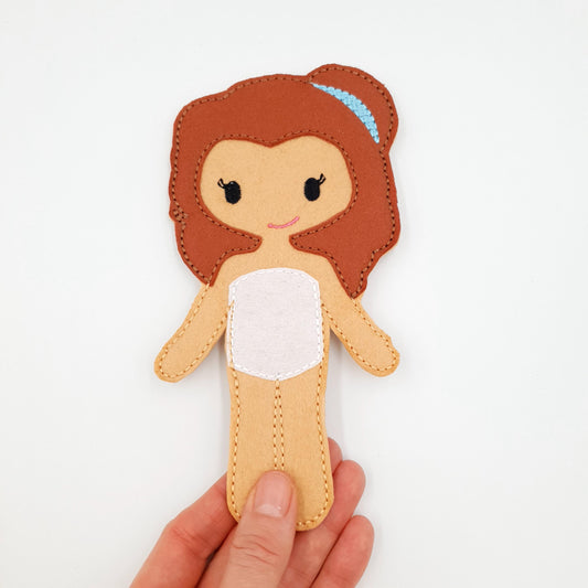 Wavy Ginger Hair Doll Embroidery - 5x7 Hoop Digital Toy