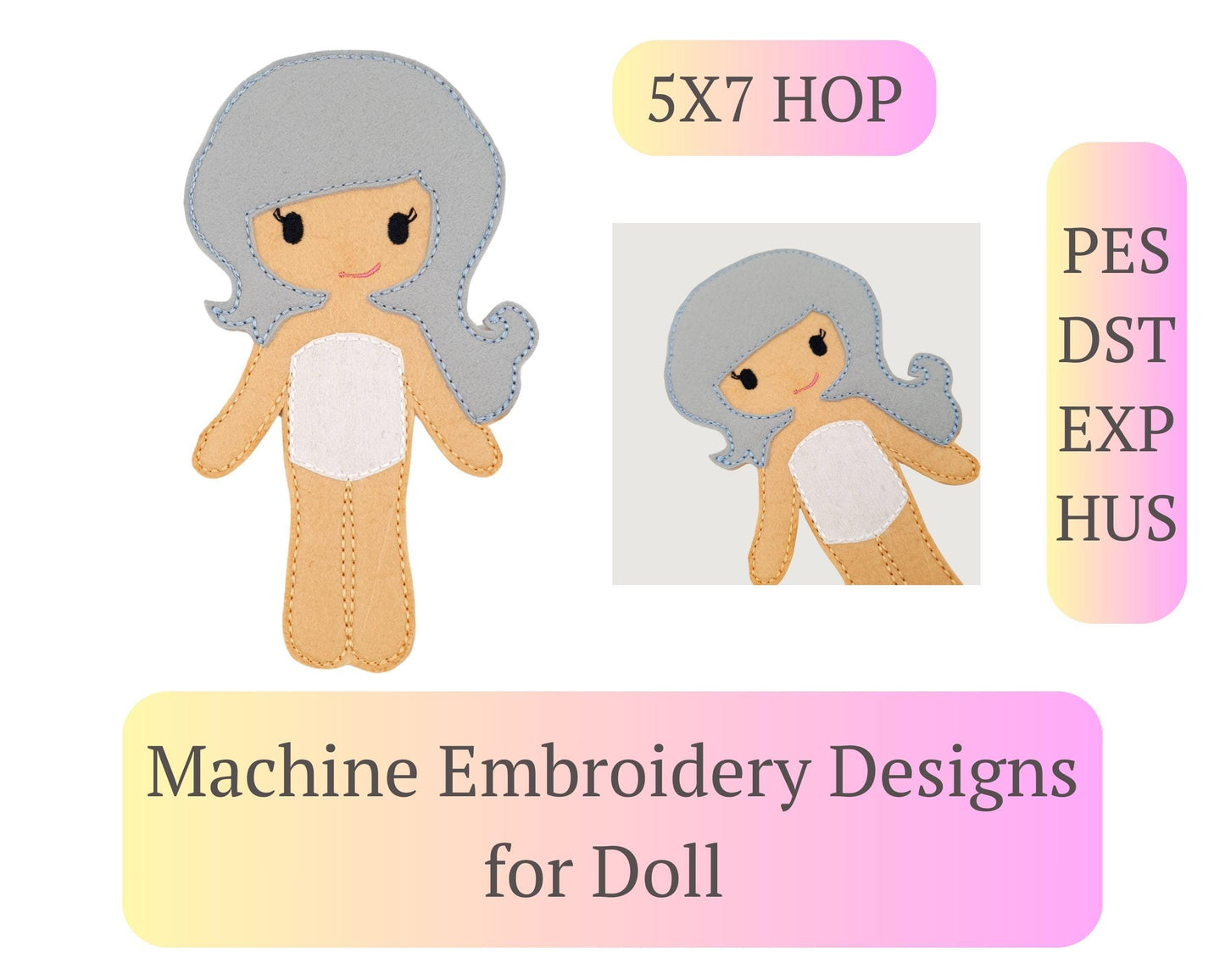ITH Ice Queen Doll Machine Embroidery Design Winter Princess Toy 5x7 Hoop PDF Pattern