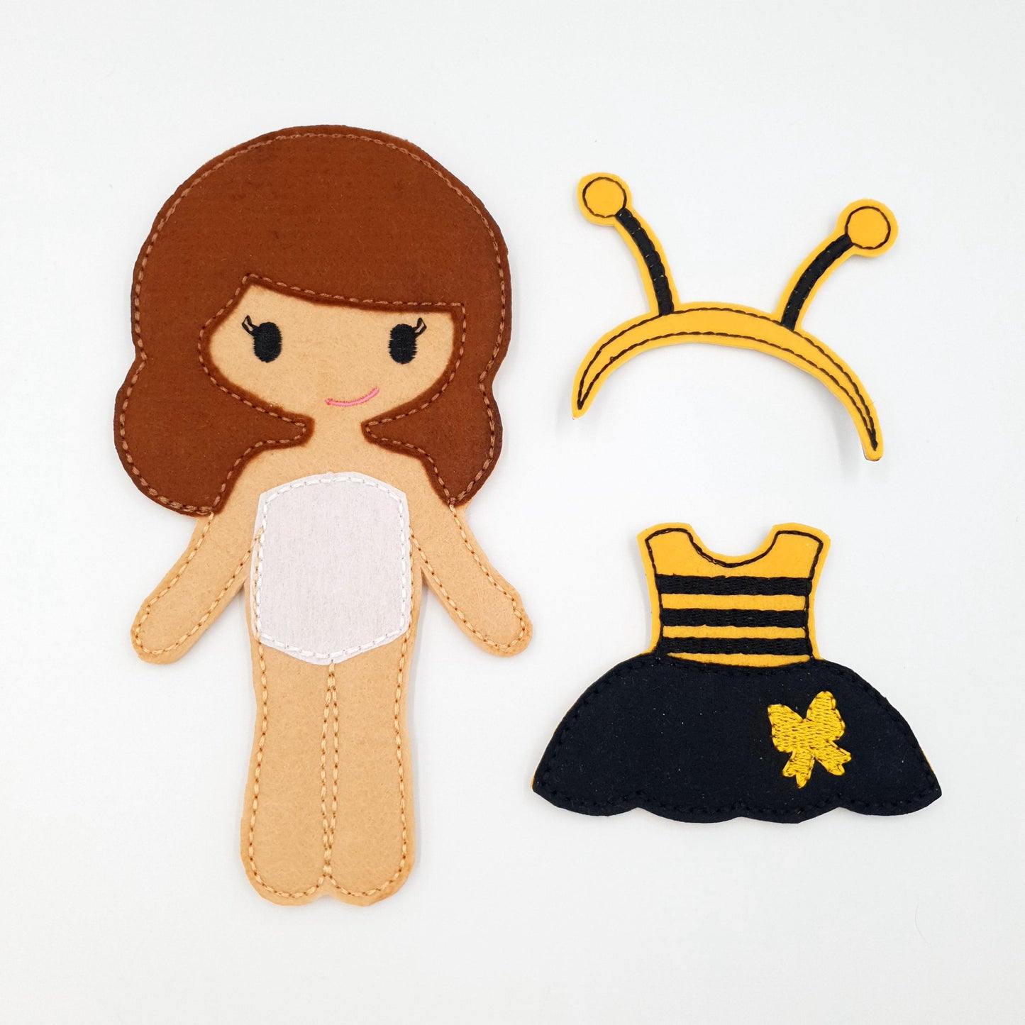 Bee Doll & Dress Embroidery Set - 5x7 Hoop Digital