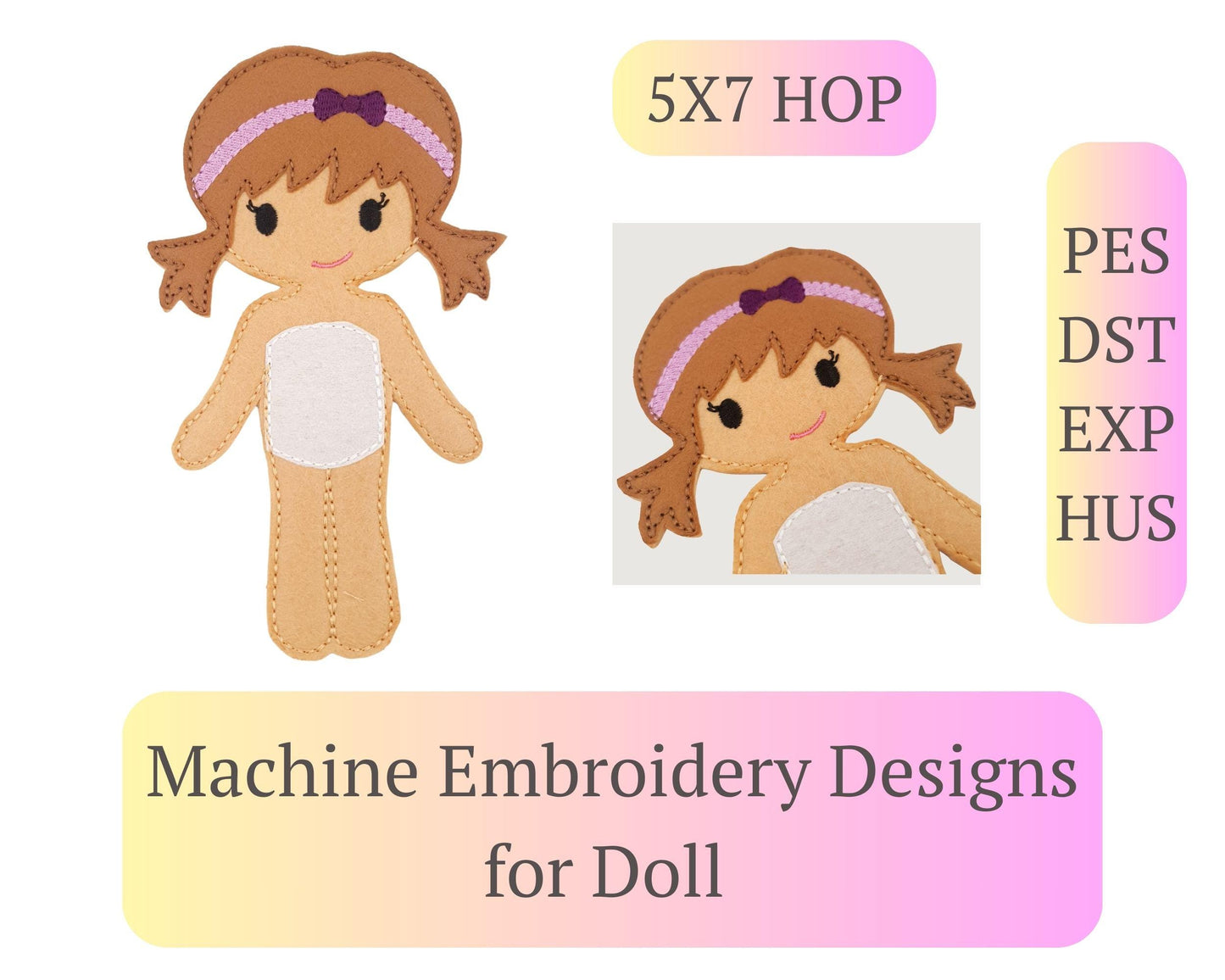ITH Felt Doll Pattern: Quiet Book Girl, 5x7 Hoop (Digital Download)