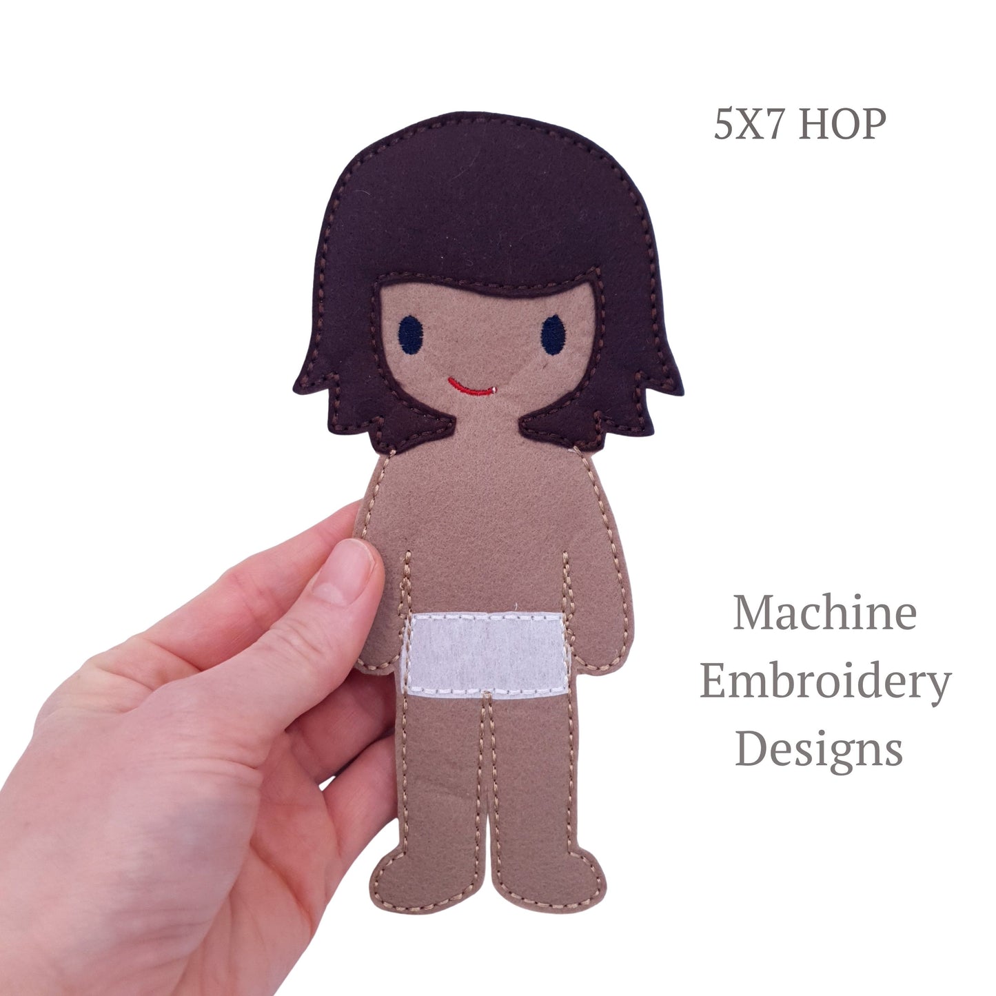 Blank Felt Doll Base ITH Machine Embroidery Design 5x7 Hoop