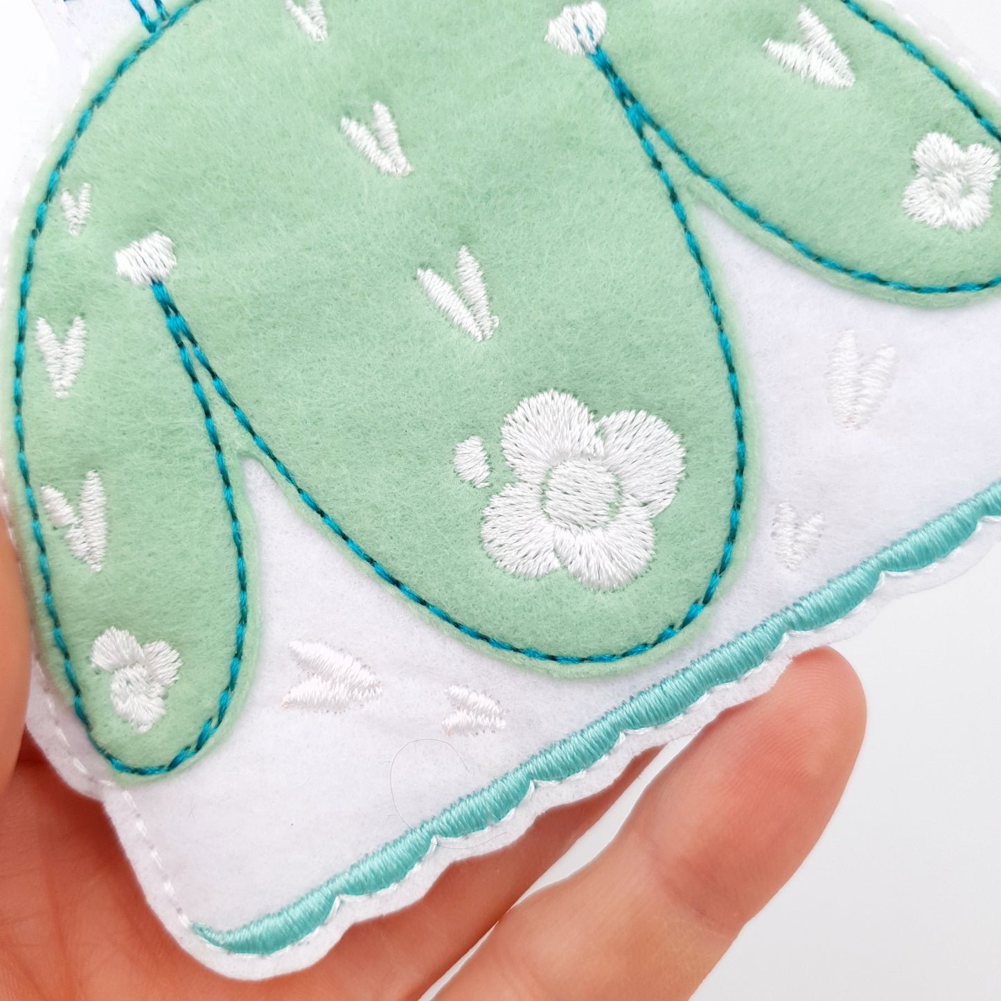 Sweet Felt Doll with Mint Dress and Umbrella ITH Embroidery Design