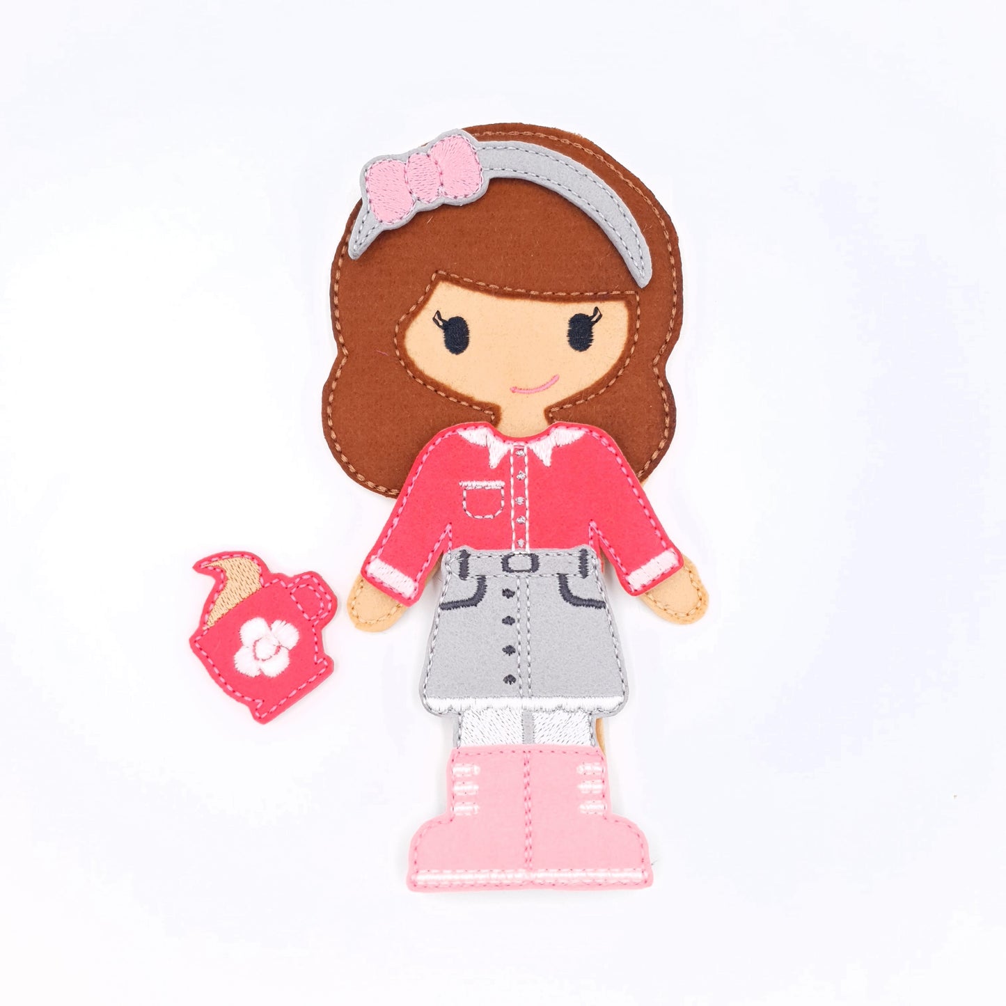 Stylish Felt Doll with Casual Outfit and Boots ITH Embroidery Design