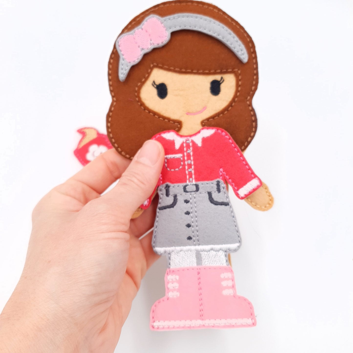 Stylish Felt Doll with Casual Outfit and Boots ITH Embroidery Design