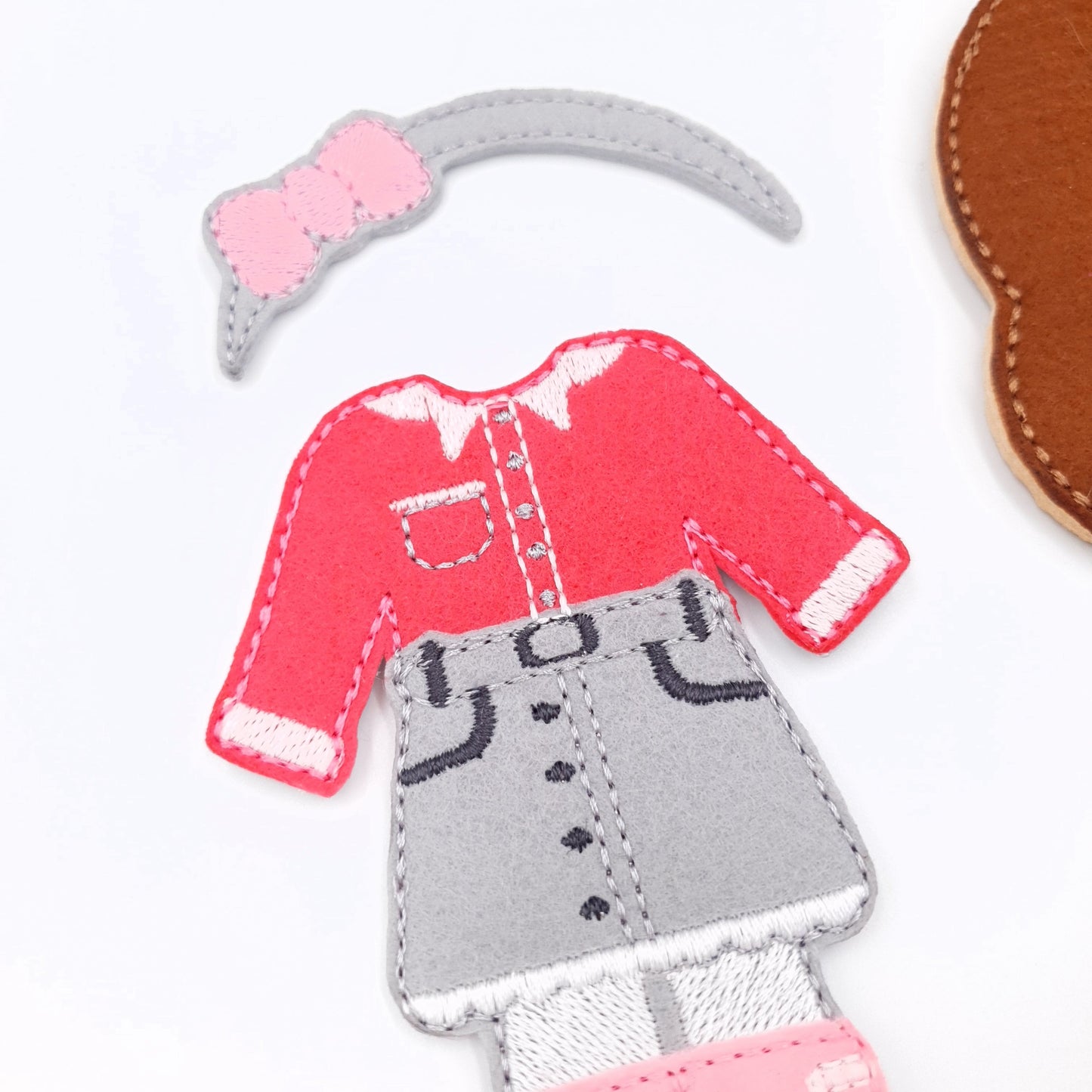 Stylish Felt Doll with Casual Outfit and Boots ITH Embroidery Design