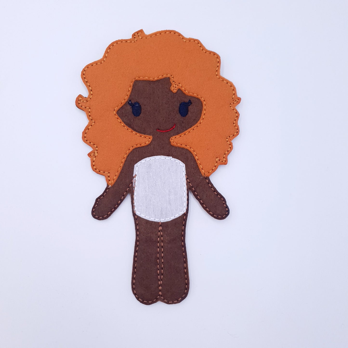 Curly Hair Felt Doll Base ITH Machine Embroidery Dark Skin