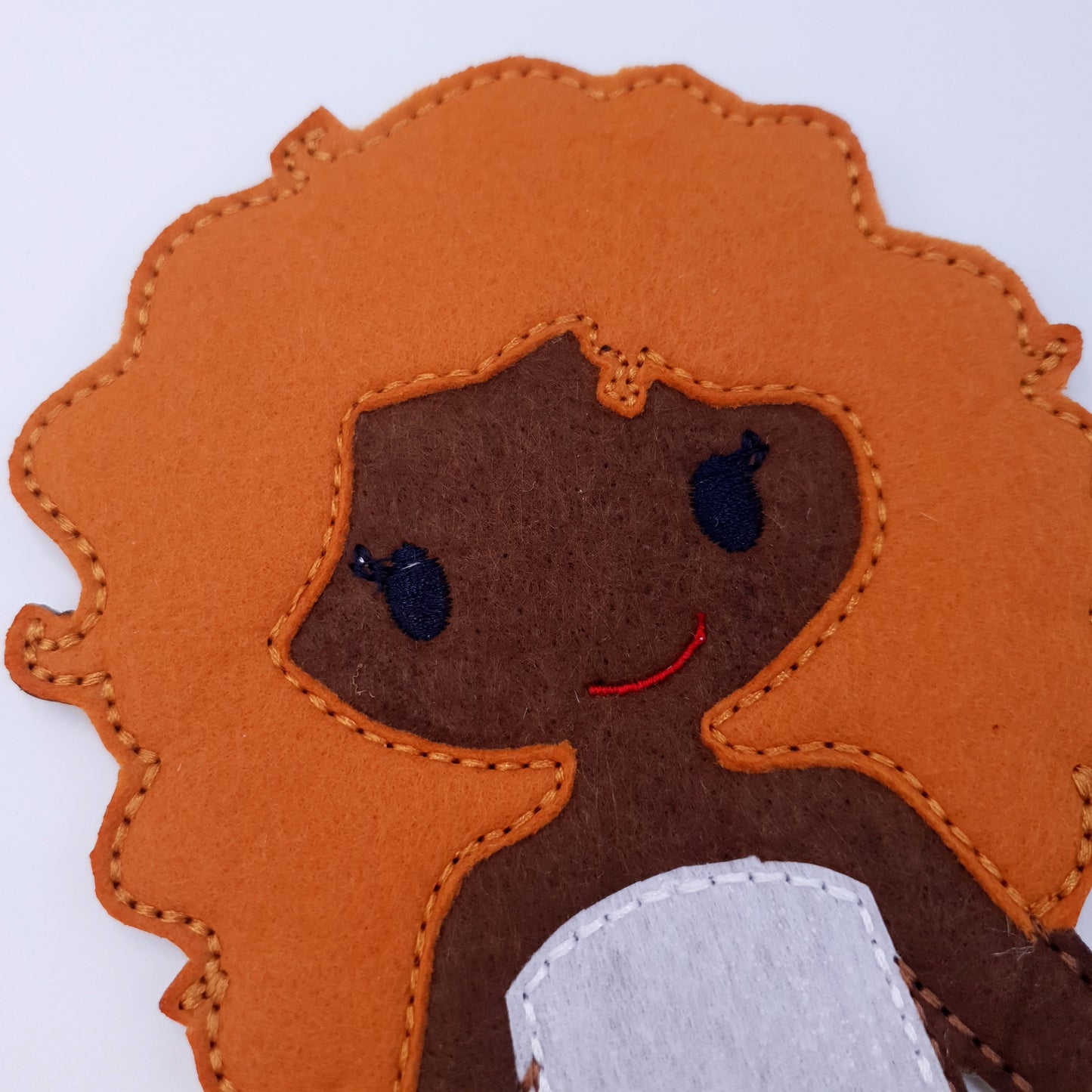 Curly Hair Felt Doll Base ITH Machine Embroidery Dark Skin
