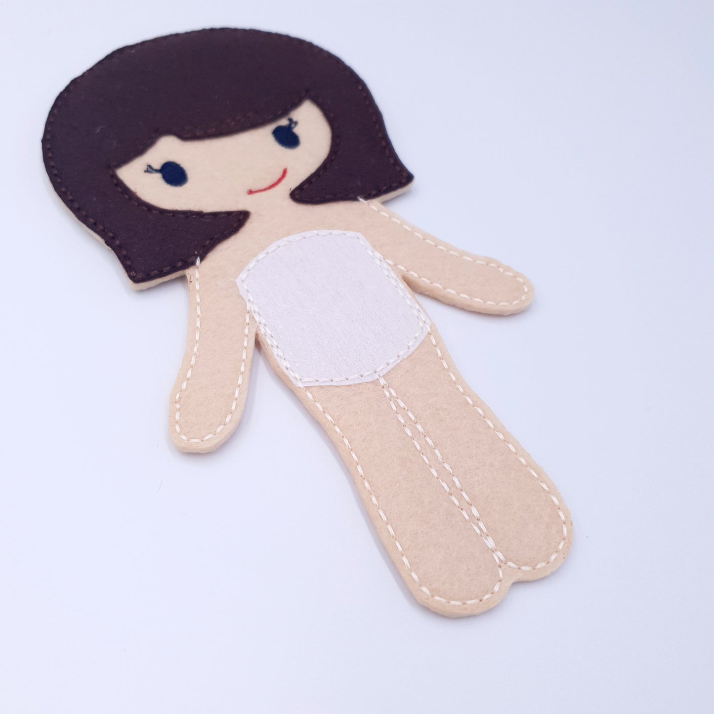 ITH Short Black Hair Girl Doll Machine Embroidery Design Felt Toy Bob Cut 5x7 Hoop Pretend Play Character