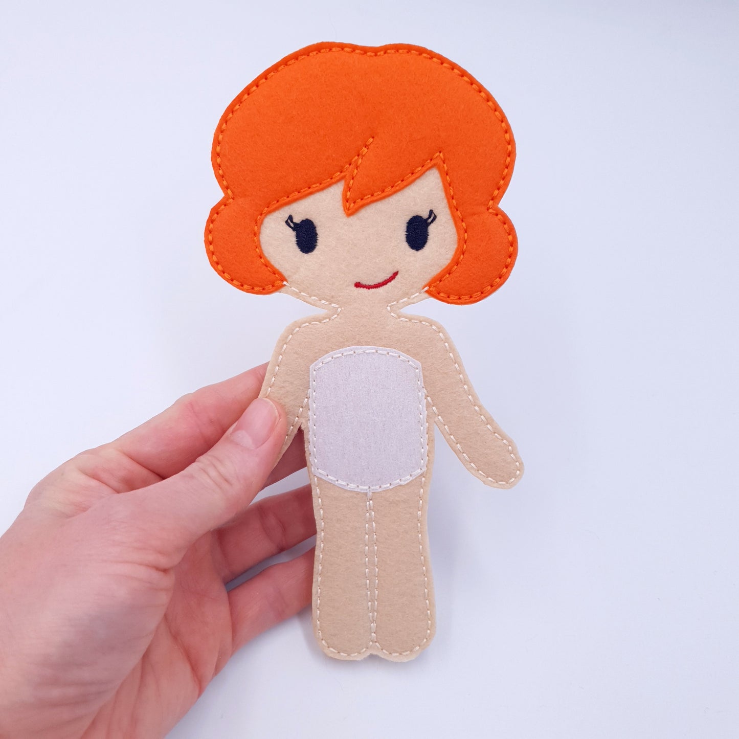 ITH Dress Up Doll Machine Embroidery Design Light Skin Short Curly Hair