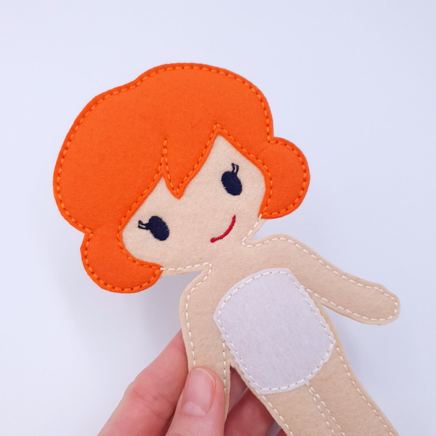 ITH Dress Up Doll Machine Embroidery Design Light Skin Short Curly Hair
