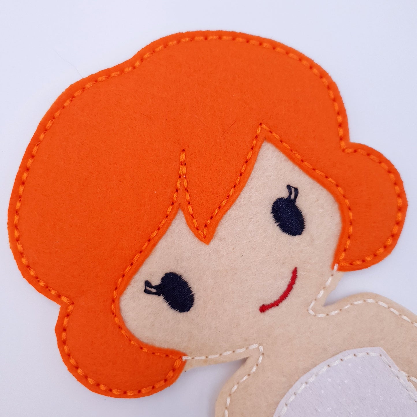 ITH Dress Up Doll Machine Embroidery Design Light Skin Short Curly Hair