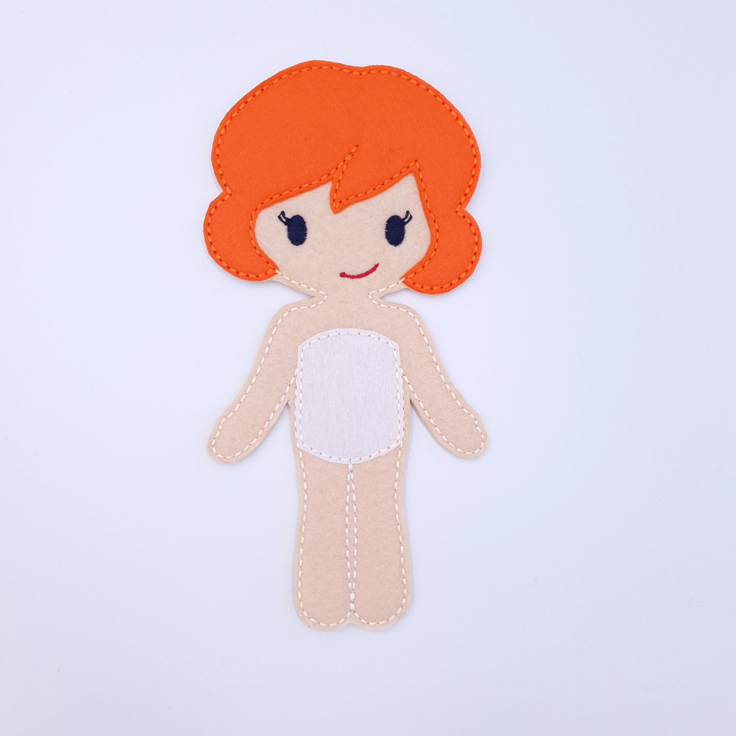 ITH Dress Up Doll Machine Embroidery Design Light Skin Short Curly Hair