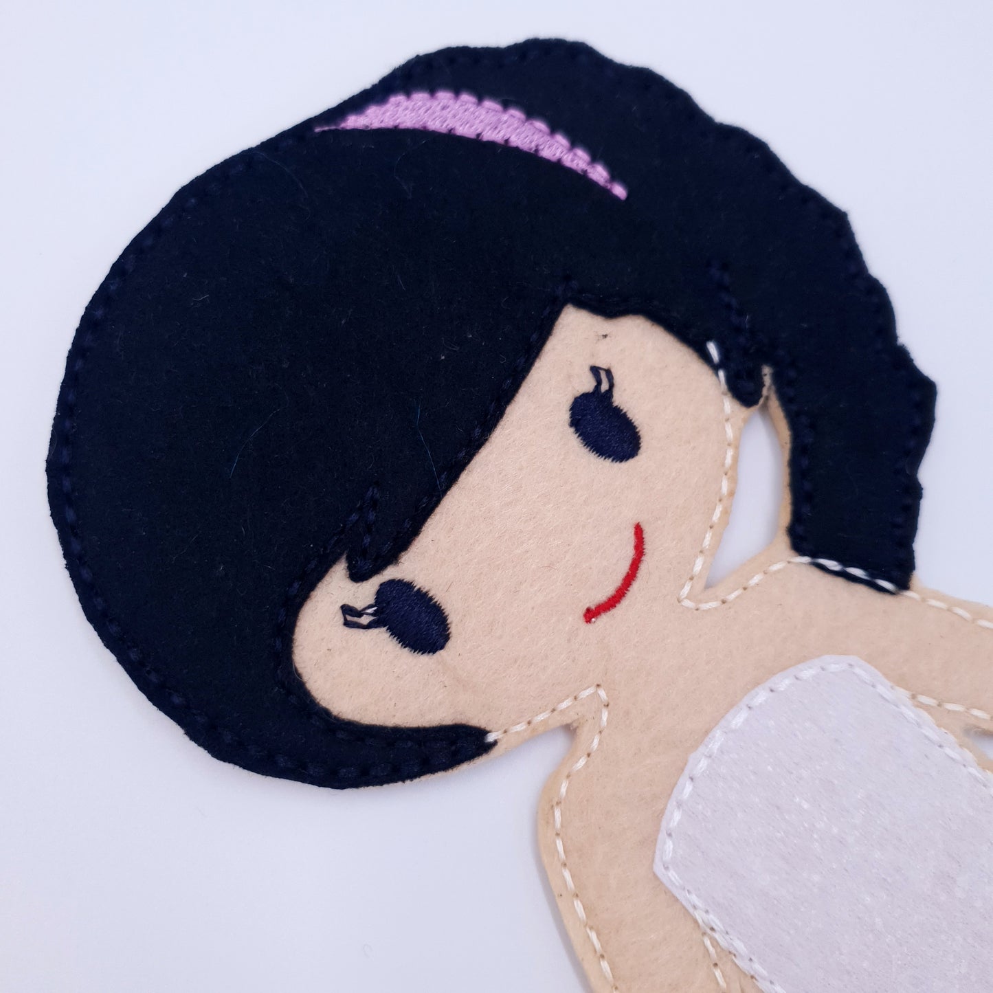 ITH Dress Up Doll Machine Embroidery Design Light Skin Side Ponytail
