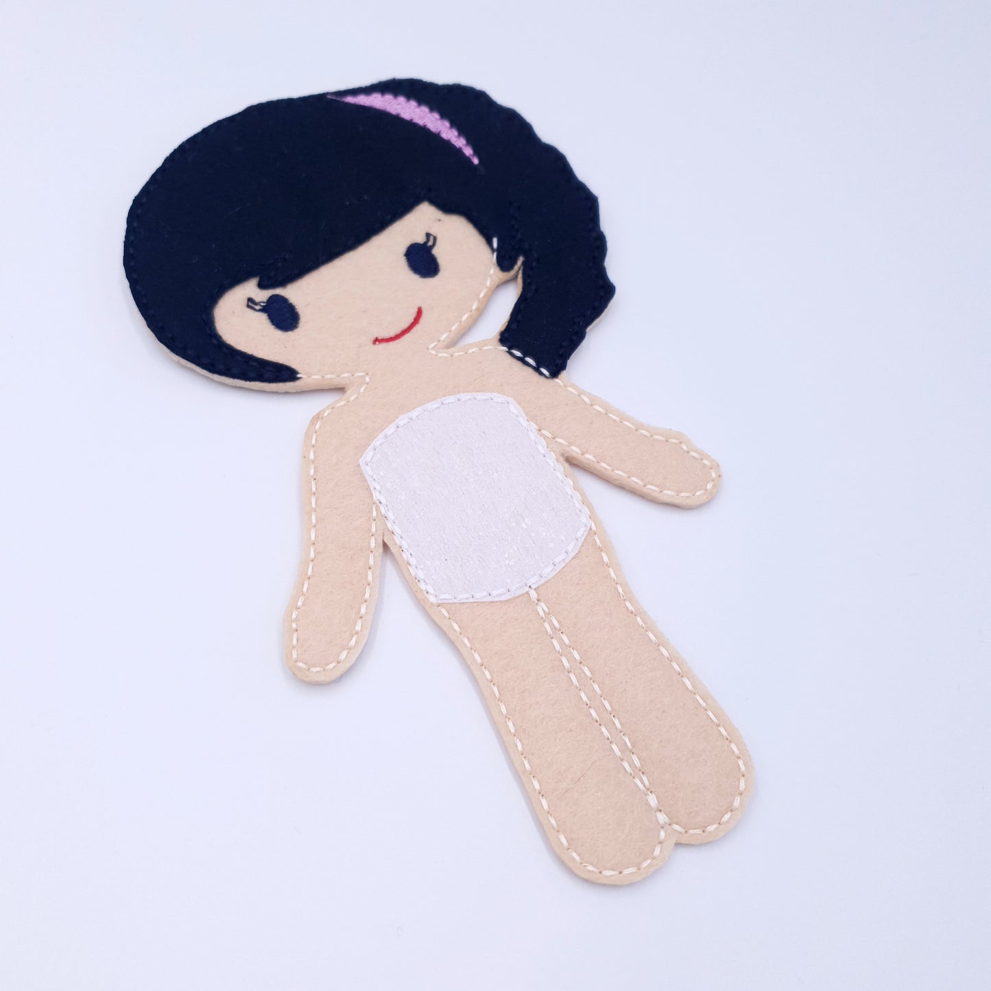 ITH Dress Up Doll Machine Embroidery Design Light Skin Side Ponytail