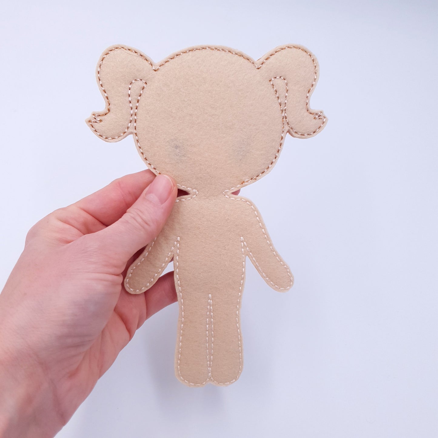 ITH Dress Up Doll Machine Embroidery Design Light Skin Pigtails