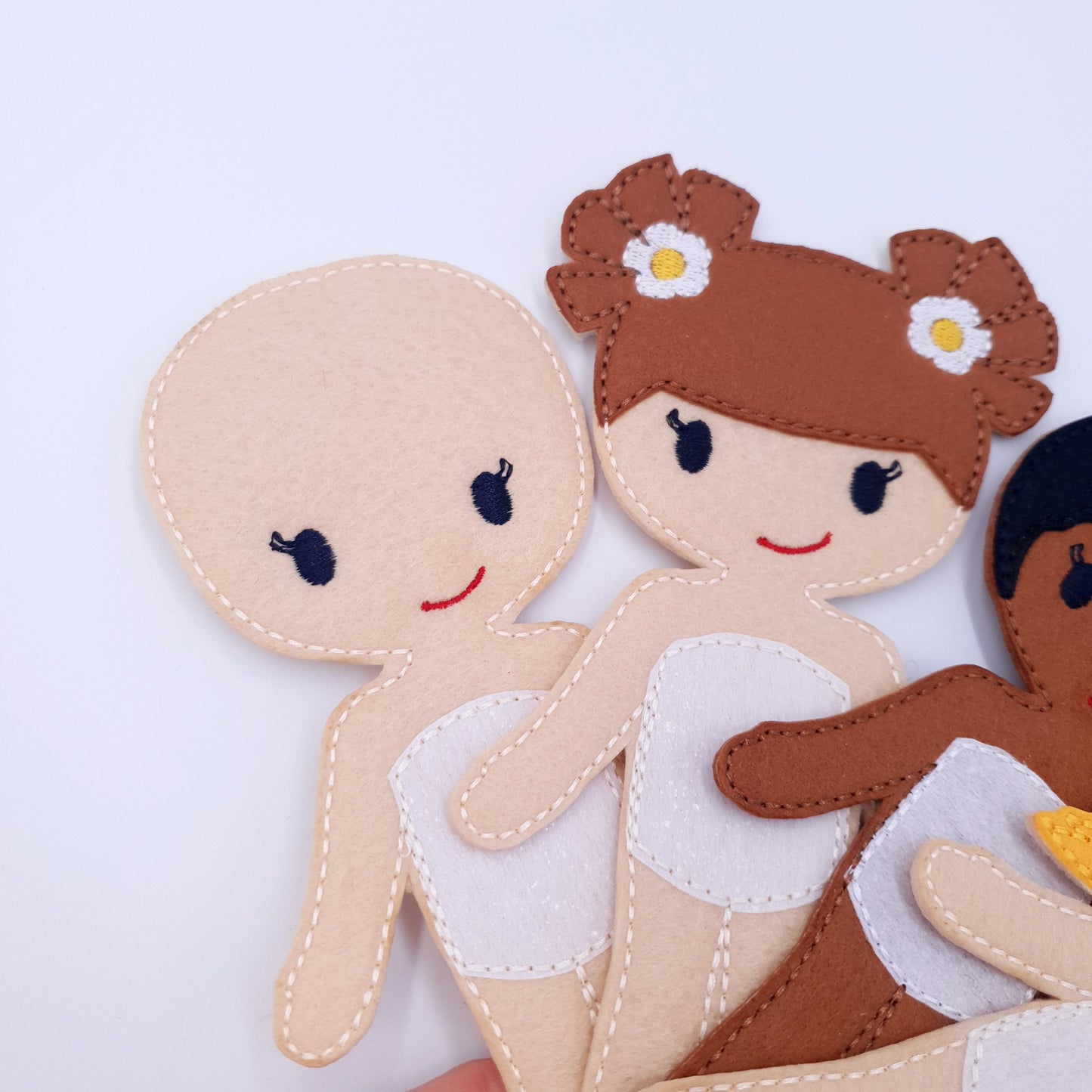 Multicultural Felt Doll Bases Set ITH Machine Embroidery