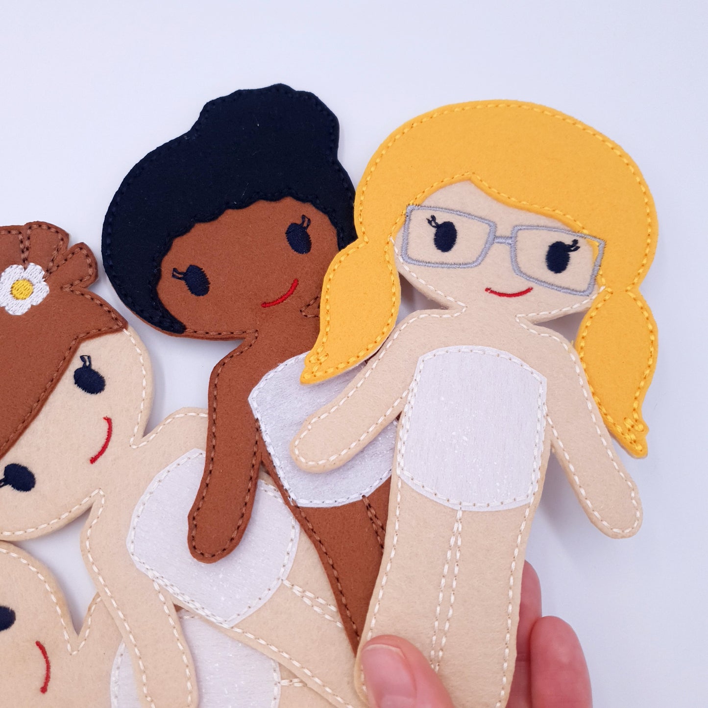 Multicultural Felt Doll Bases Set ITH Machine Embroidery