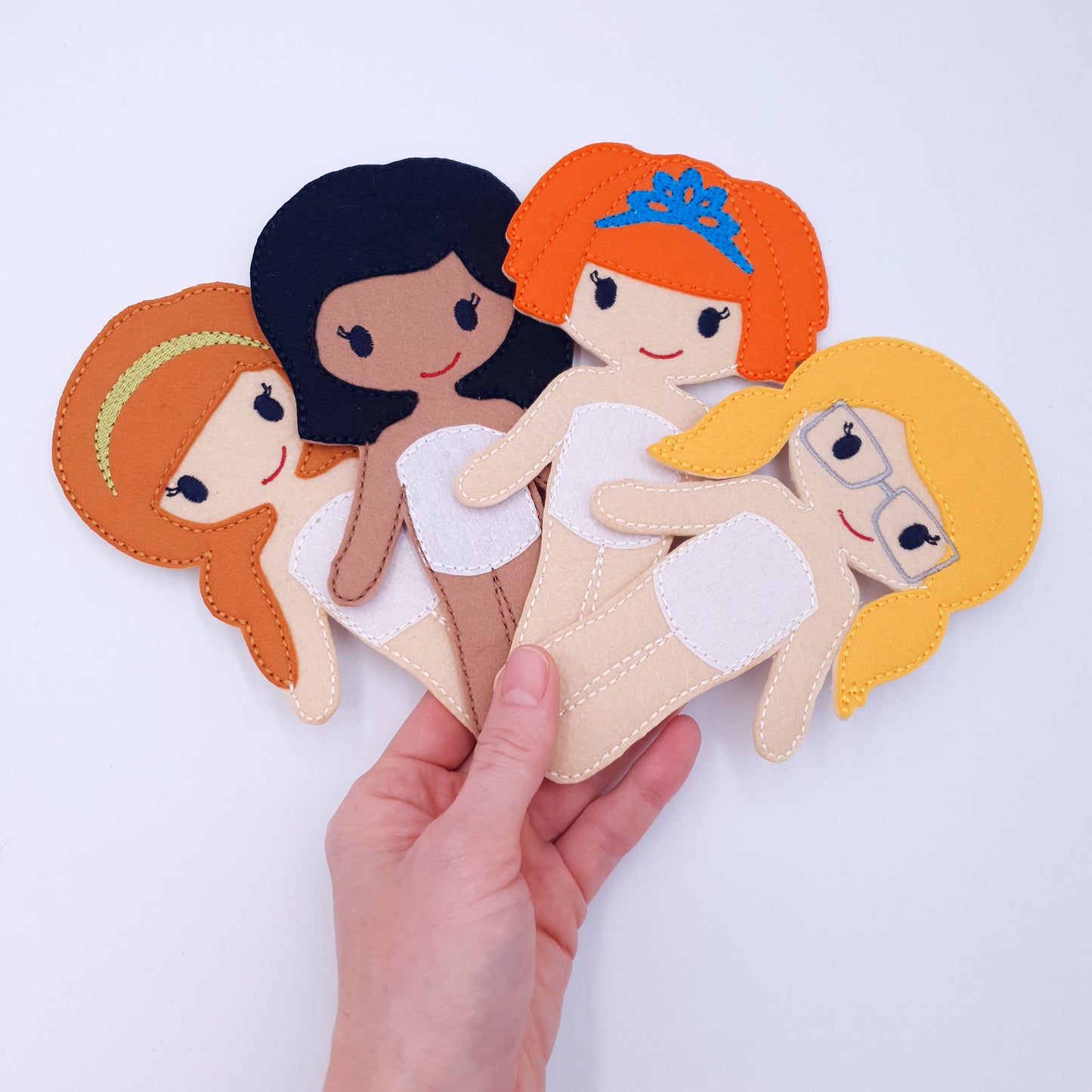 ITH Dress Up Dolls Characters Set 4 Base Dolls Machine Embroidery Design