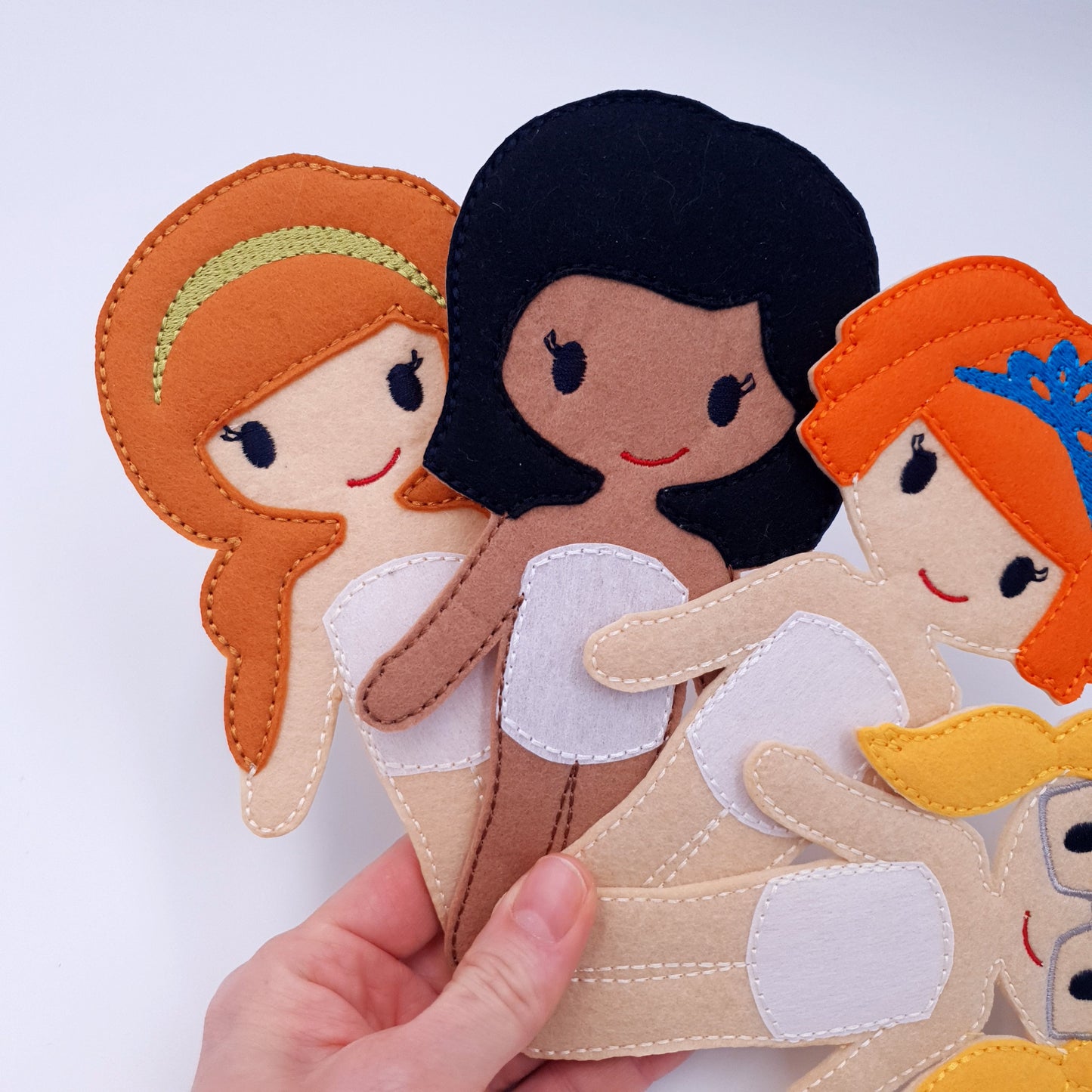 ITH Dress Up Dolls Characters Set 4 Base Dolls Machine Embroidery Design