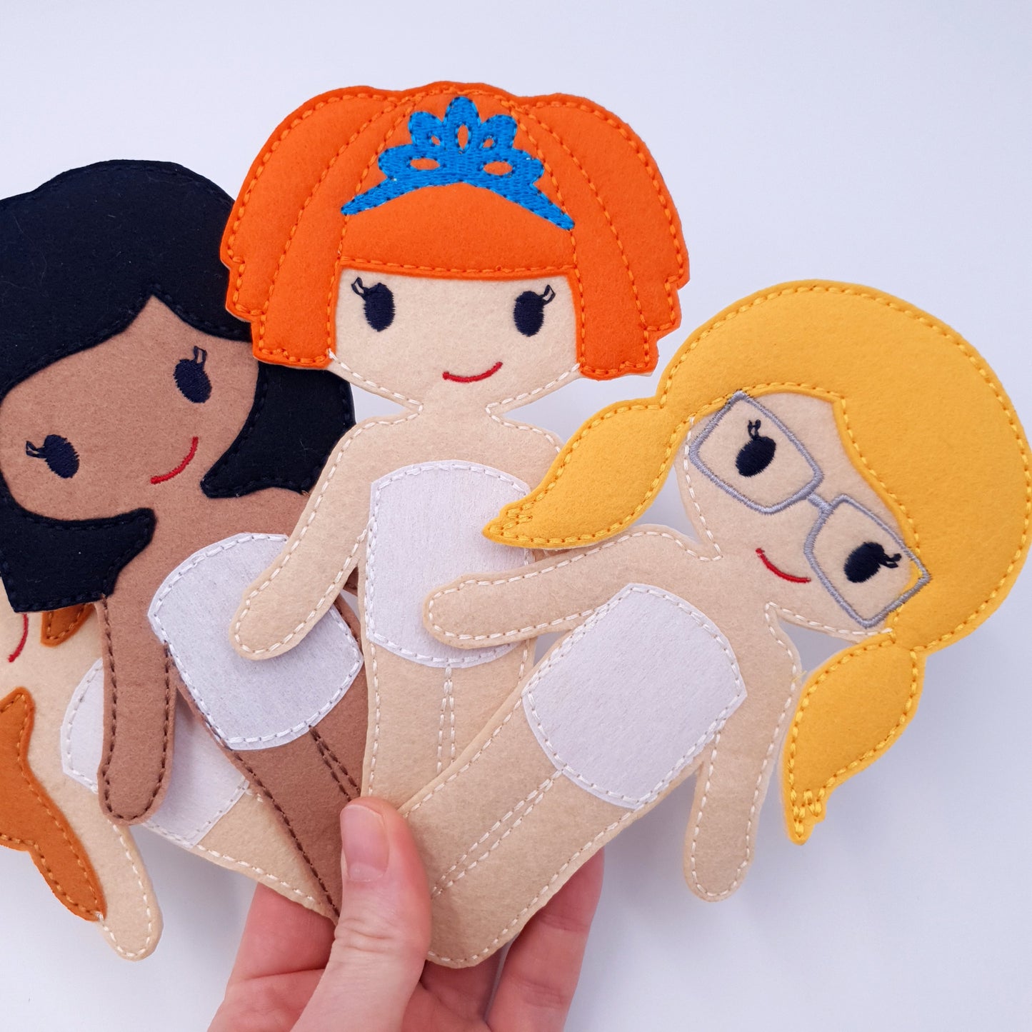 ITH Dress Up Dolls Characters Set 4 Base Dolls Machine Embroidery Design