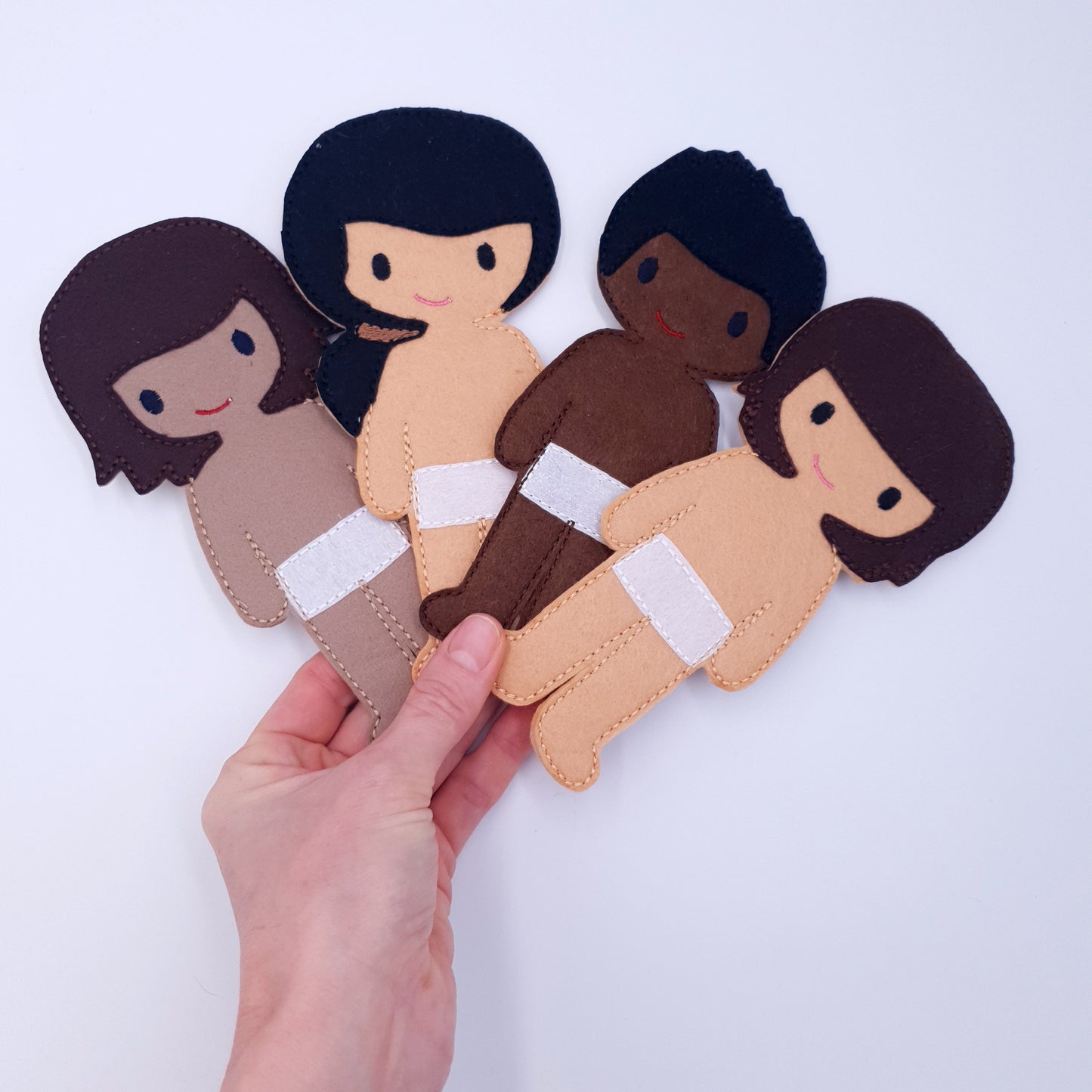 ITH Boy Dress Up Doll Machine Embroidery Applique Set Diverse Felt Male Dolls