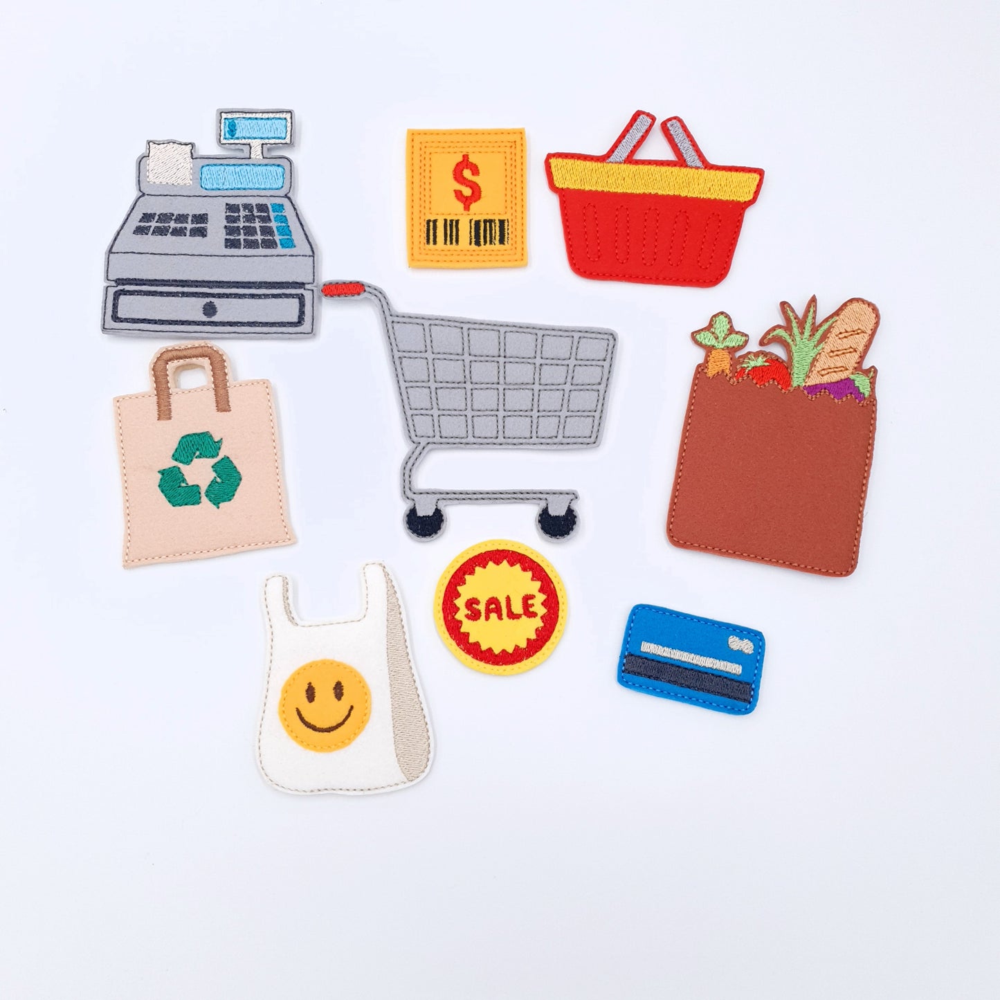 Supermarket Shopping Accessories Applique Machine Embroidery Designs