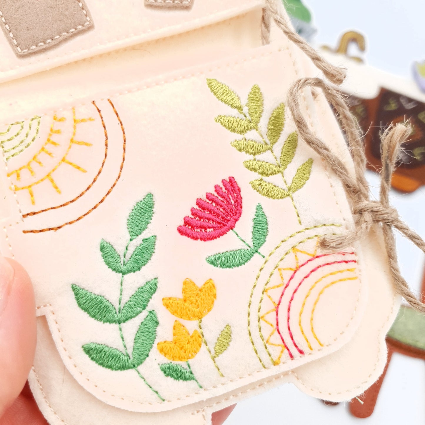 Boho Kitchen Dollhouse Furniture ITH Machine Embroidery Design Set Felt Fridge Stove Sink Table and Chairs for 5x7 Hoop Quiet Book Toy