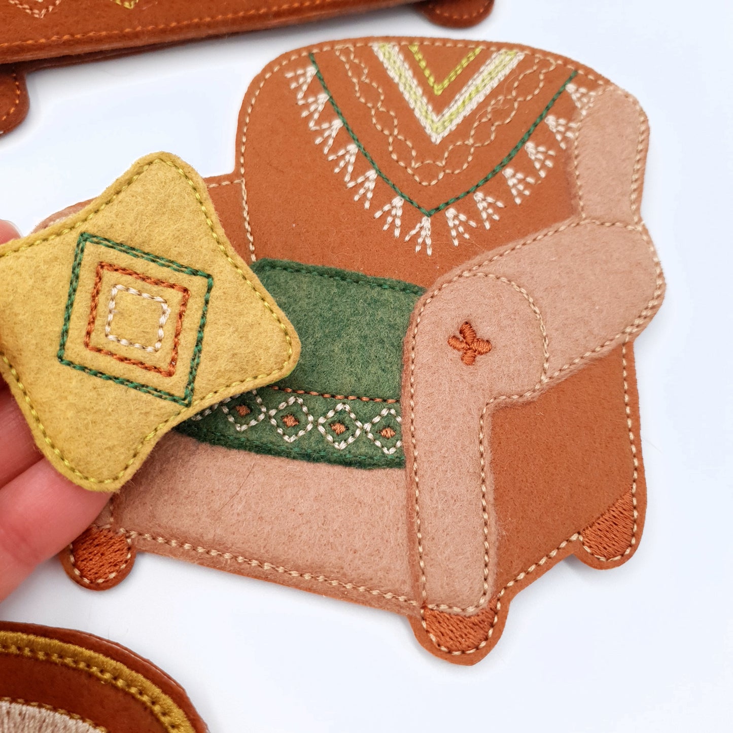 Boho Southwestern Dollhouse Furniture Set ITH Machine Embroidery Design Felt Toy Bed Wardrobe Armchair for 5x7 Hoop Quiet Book Accessory