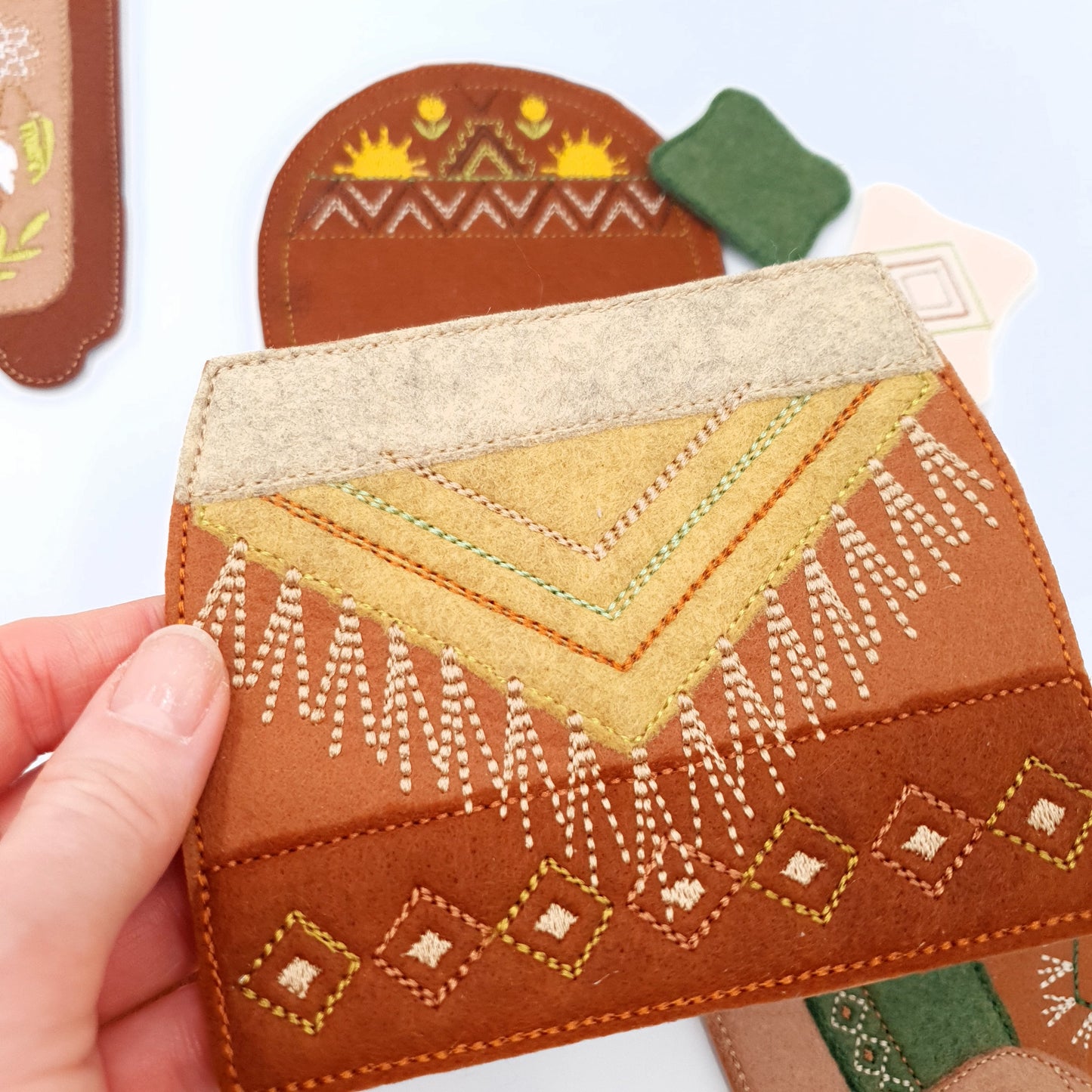 Boho Southwestern Dollhouse Furniture Set ITH Machine Embroidery Design Felt Toy Bed Wardrobe Armchair for 5x7 Hoop Quiet Book Accessory