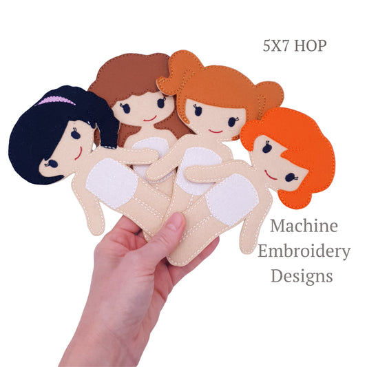 ITH Dress Up Dolls Starter Pack 4 Base Dolls Machine Embroidery Design