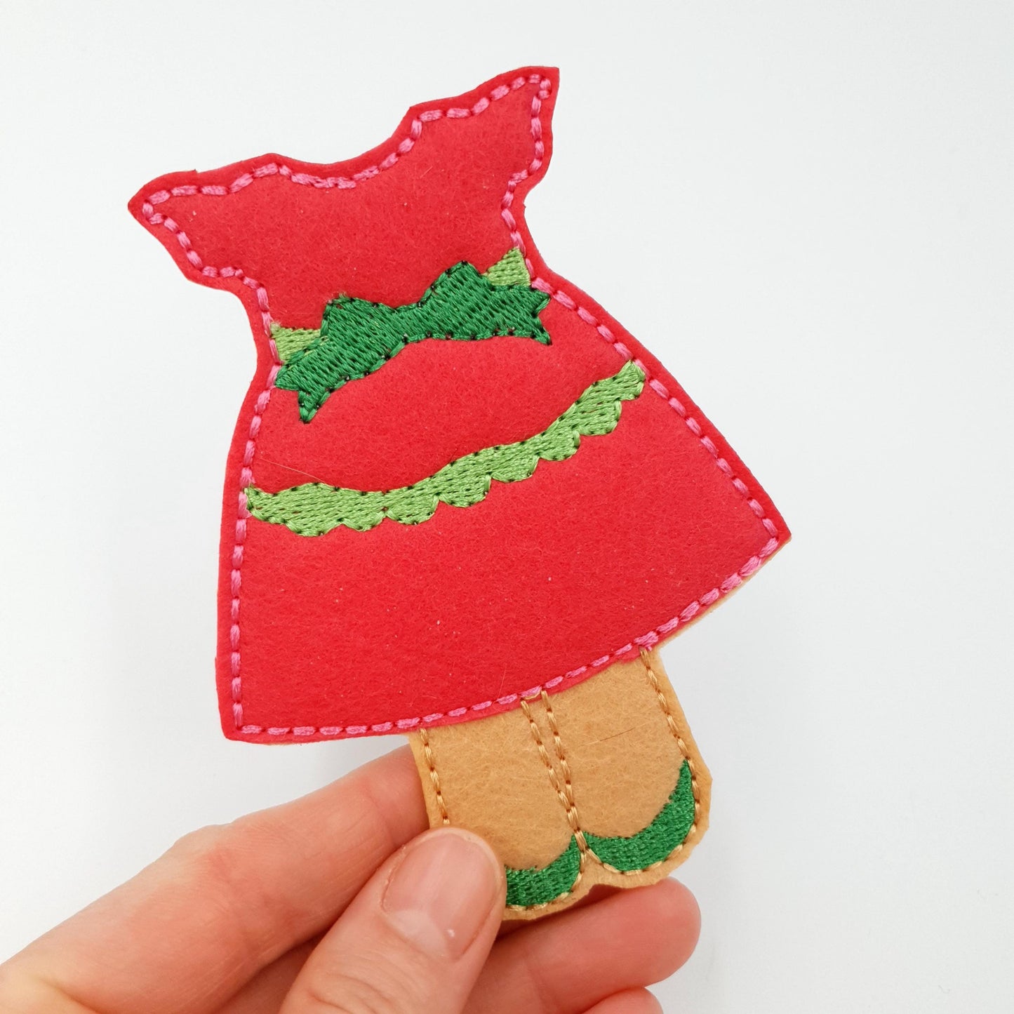 Christmas Elf Dress ITH Embroidery Design Felt Doll Holiday Outfit 5x7 Digital Download