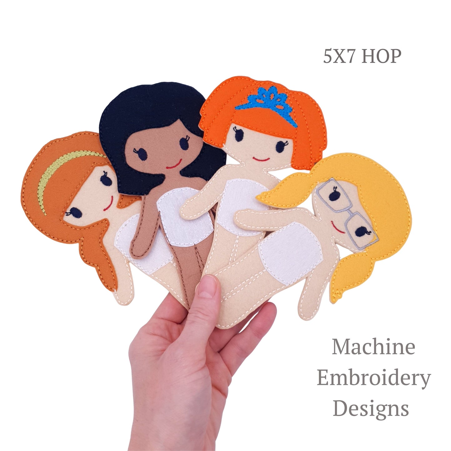 ITH Dress Up Dolls Characters Set 4 Base Dolls Machine Embroidery Design