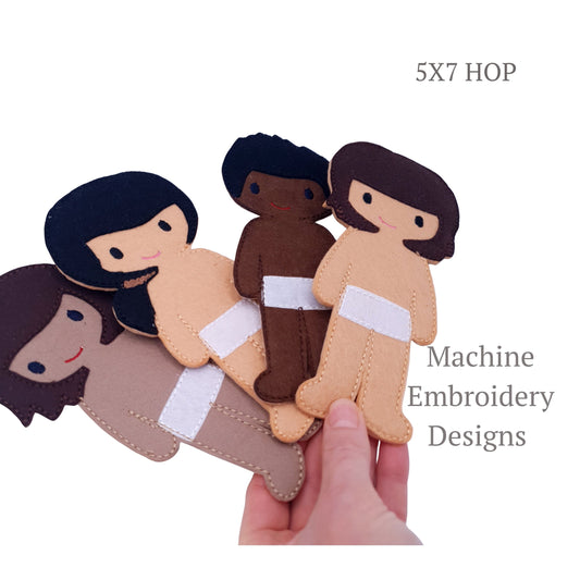 ITH Boy Dress Up Doll Machine Embroidery Applique Set Diverse Felt Male Dolls