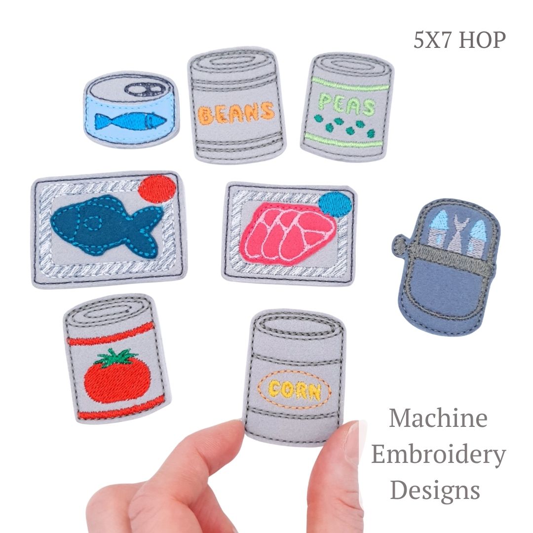 Canned Goods Play Food ITH Machine Embroidery Applique Set