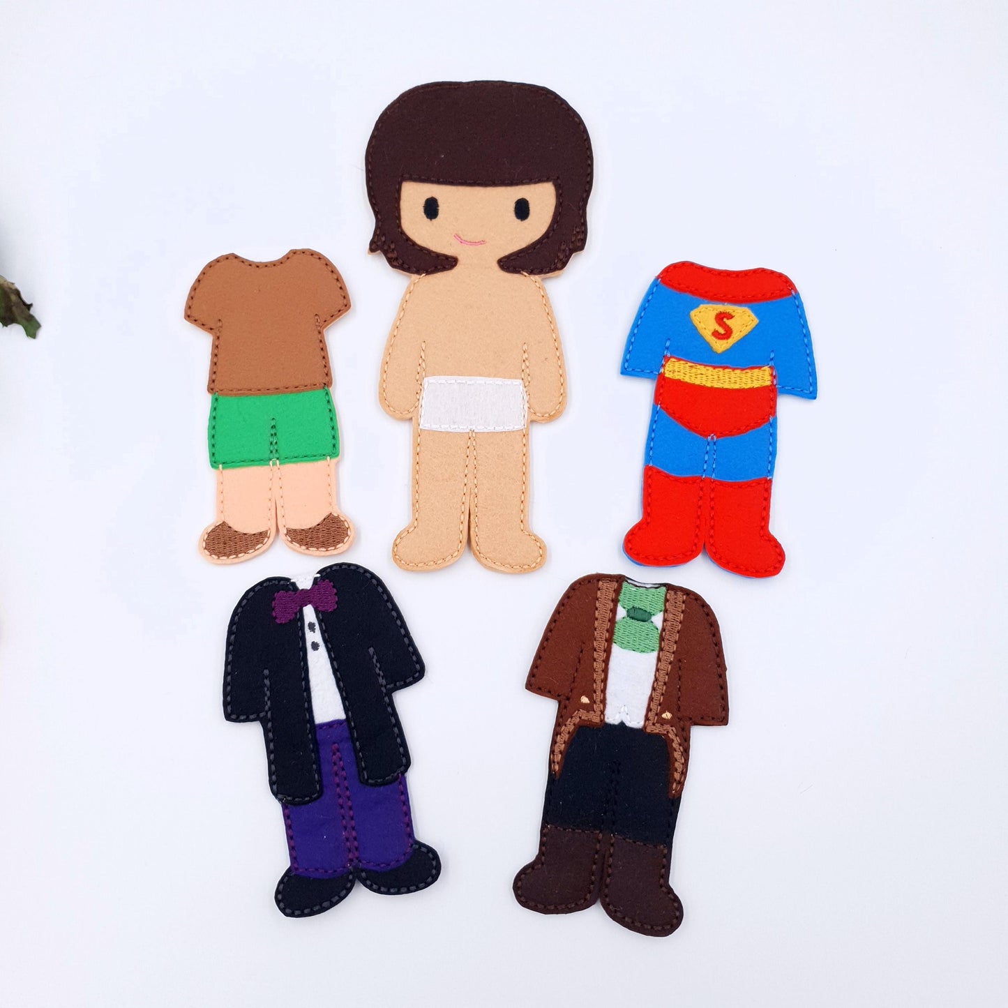 ITH Dress Up Boy Doll Embroidery Design 4 Outfits 5x7 Hoop Digital Download