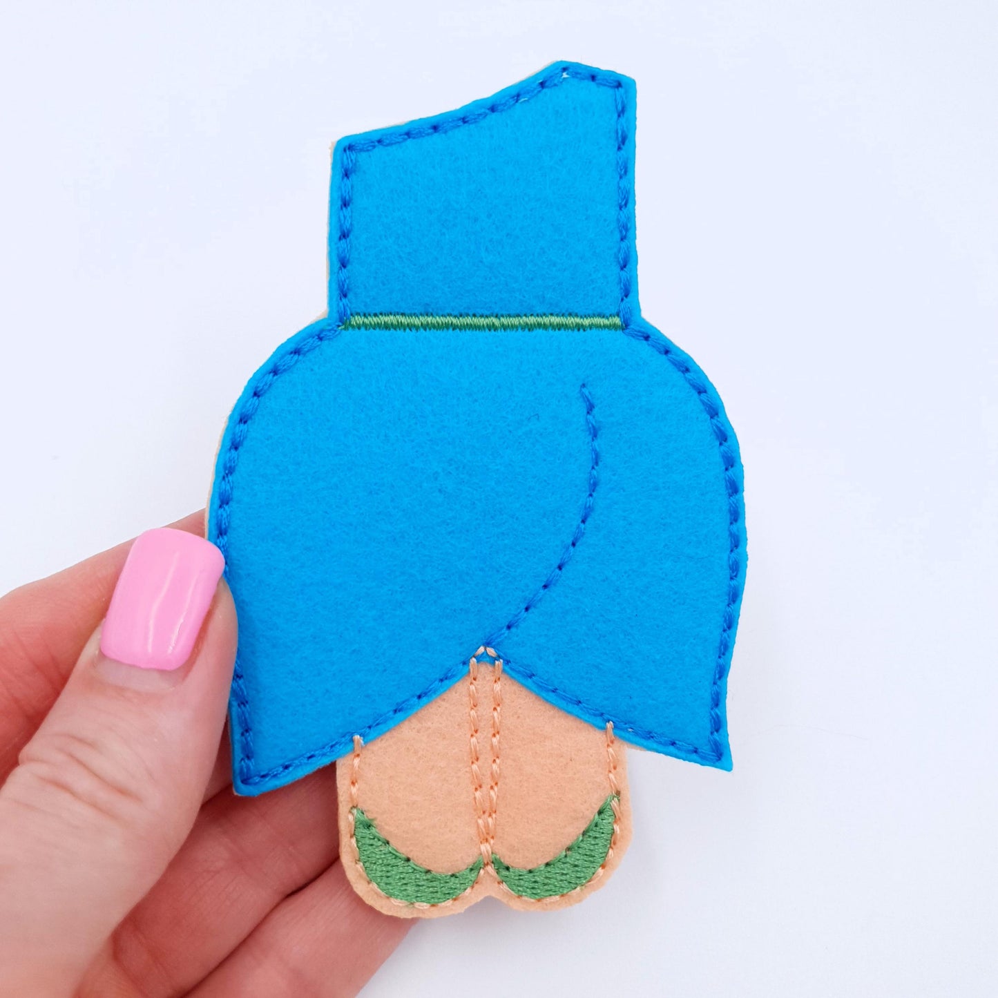 Felt Doll Dress Machine Embroidery Design ITH Blue Fairy Tale Outfit 5x7 Hoop