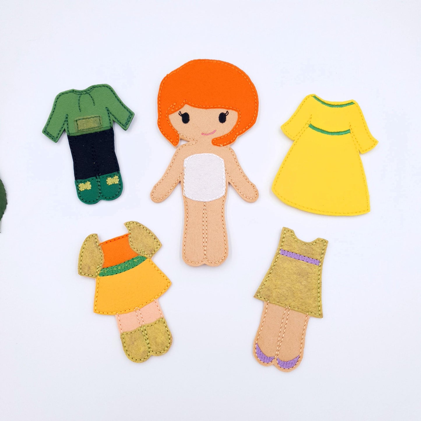 Ginger Hair Feltie Doll Outfit Machine Embroidery Design Set