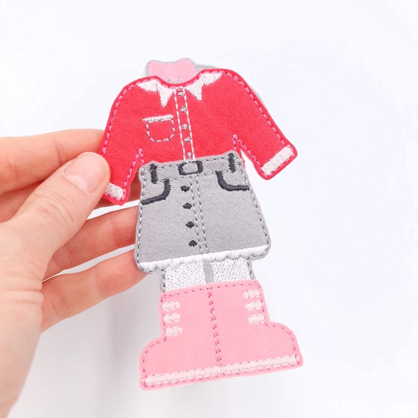 Doll Outfit ITH Embroidery Design Felt Shirt Skirt Mug 5x7 Hoop Digital Download