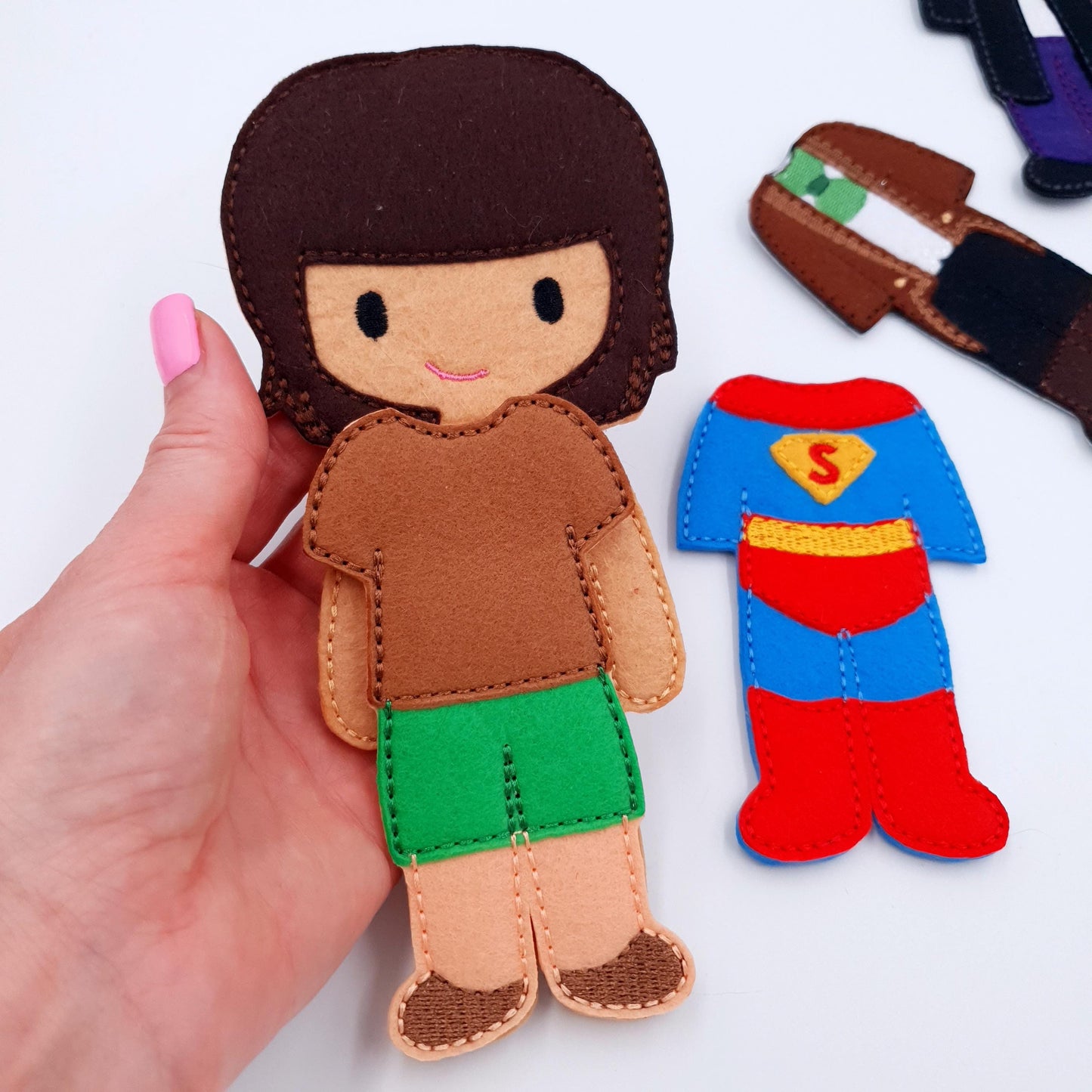 ITH Dress Up Boy Doll Embroidery Design 4 Outfits 5x7 Hoop Digital Download
