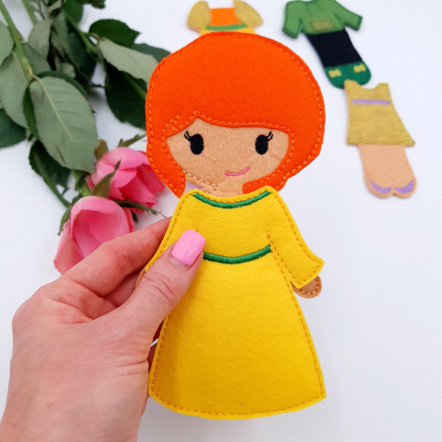 Ginger Hair Feltie Doll Outfit Machine Embroidery Design Set