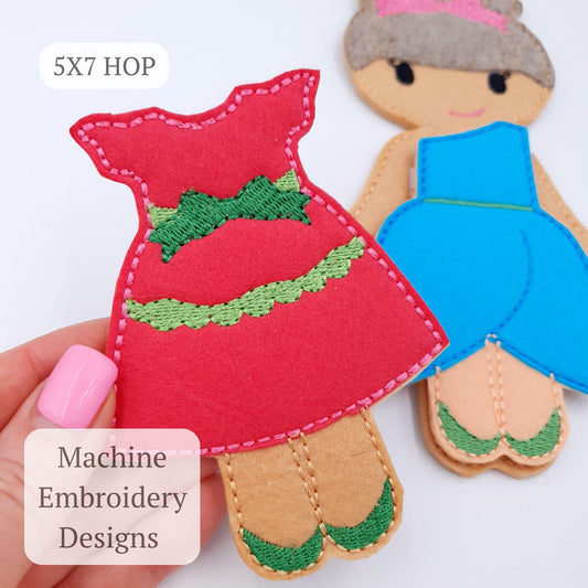 ITH Felt Doll Embroidery Pattern: Dress-Up Clothes, Quiet Book Toy (Digital Download)