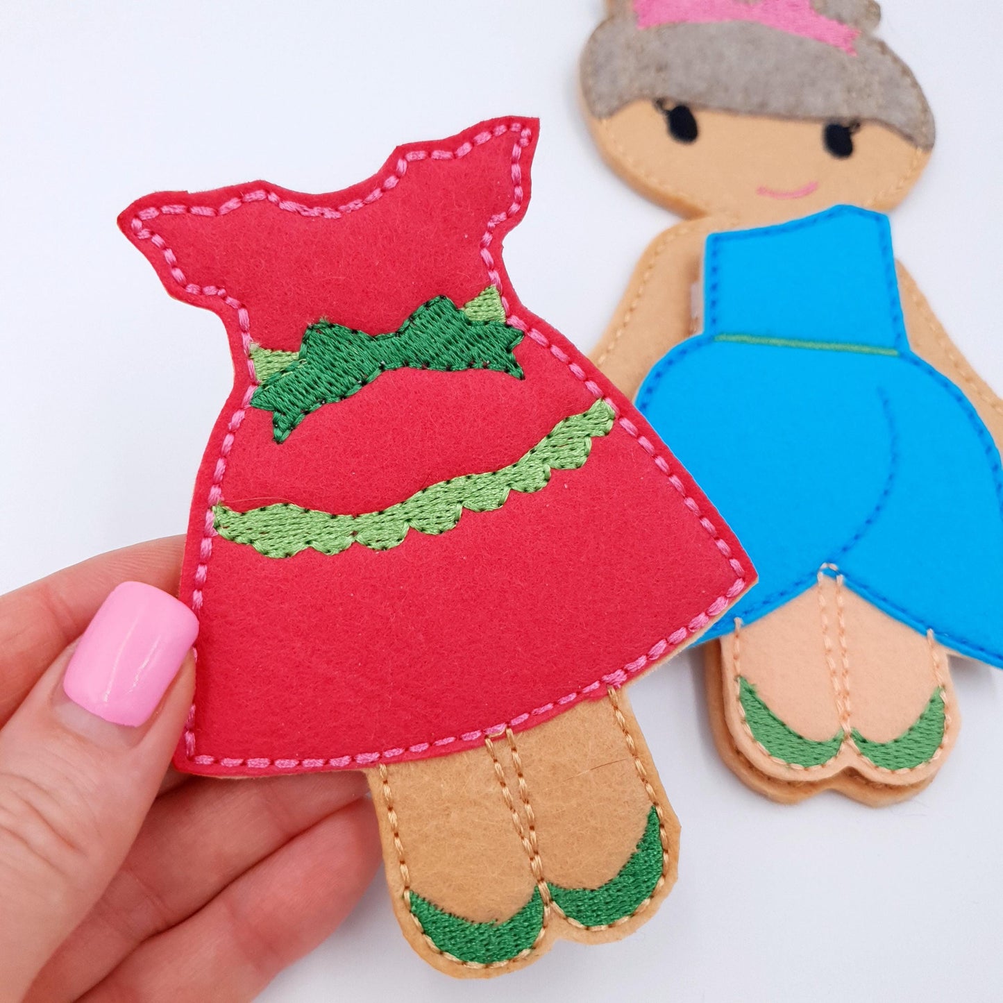 ITH Felt Doll Embroidery Pattern: Dress-Up Clothes, Quiet Book Toy (Digital Download)