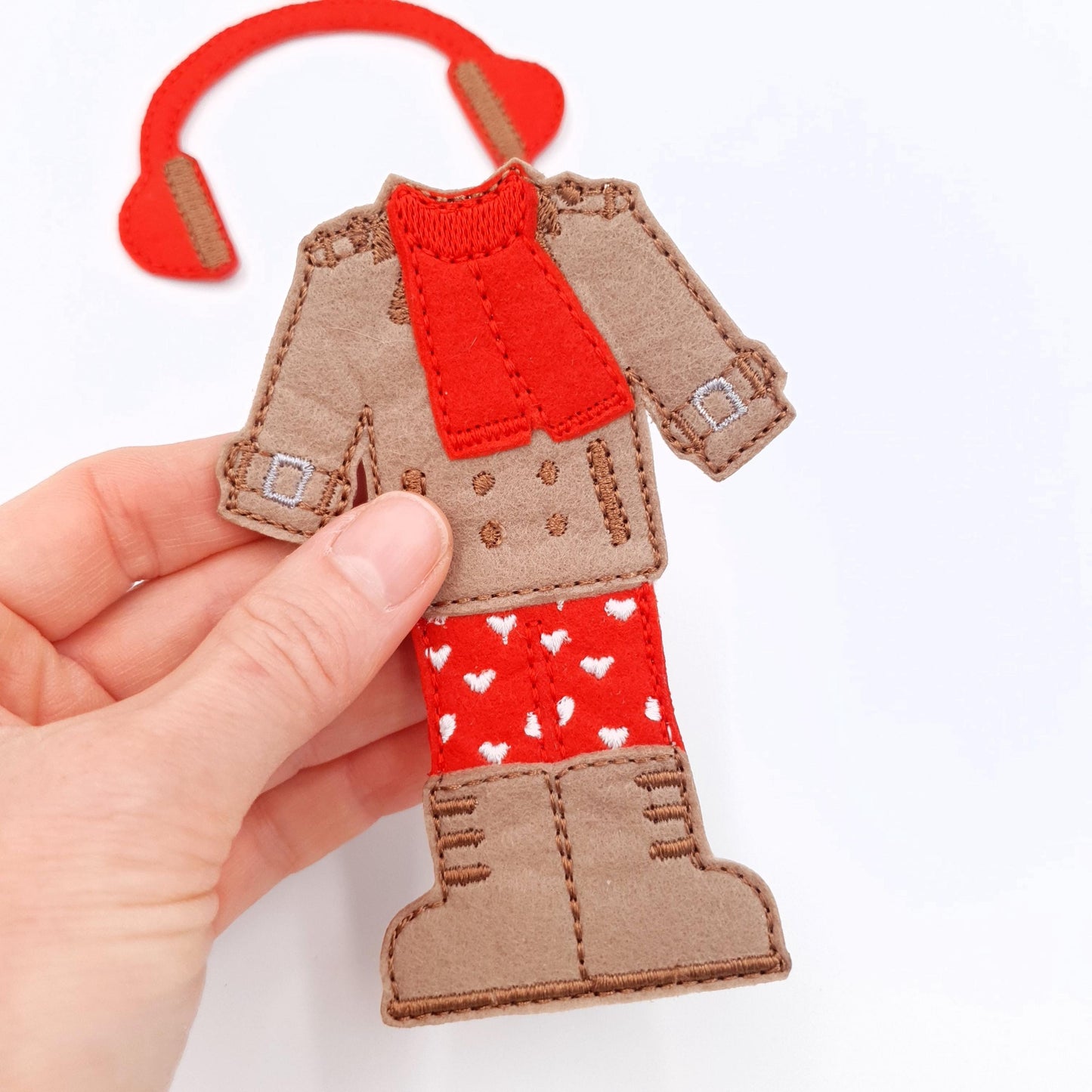 Cozy Winter Doll Outfit with Trench Coat and Hearts ITH Embroidery Design