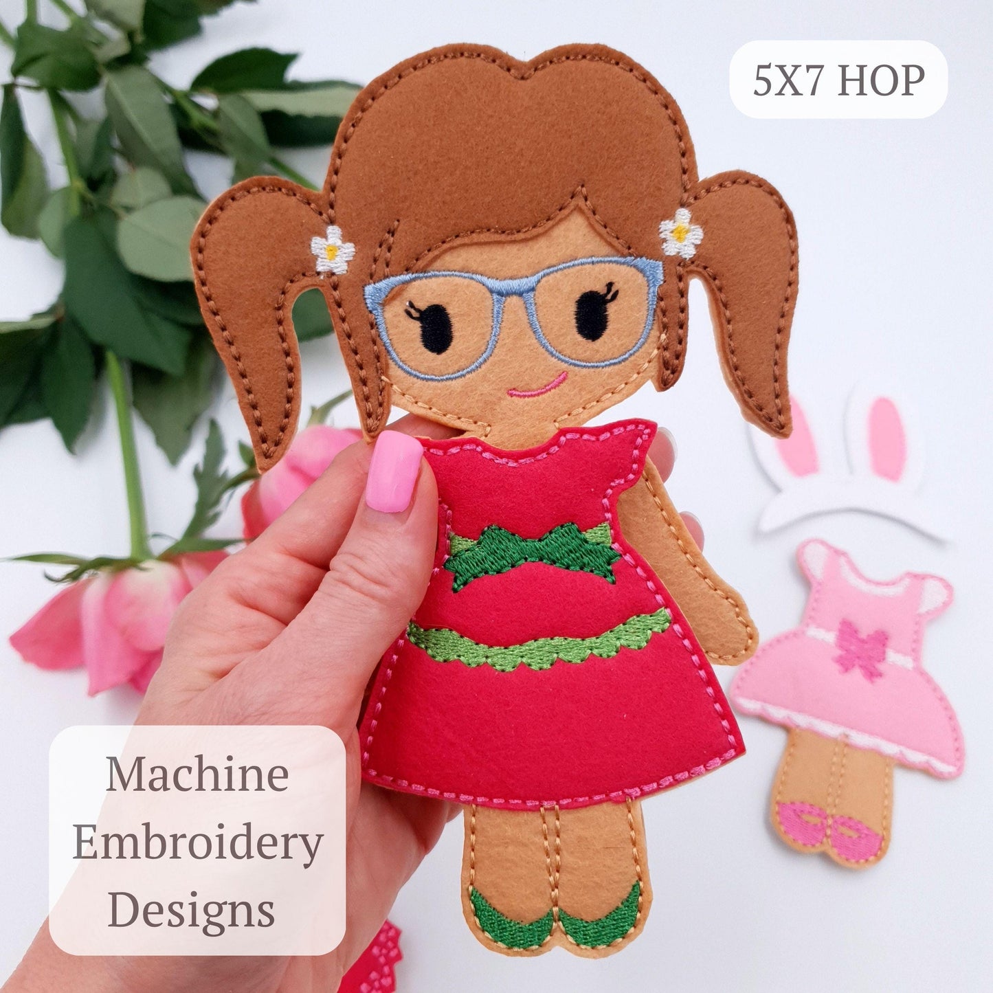 ITH Dress Up Doll Embroidery Design Set with 3 Outfits Felt Paper Doll Starter Bundle 5x7 Hoop Quiet Book Toy