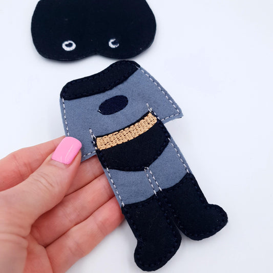 ITH Bat Hero Doll Outfit Embroidery Design Felt Superhero Costume 5x7 Hoop Digital File